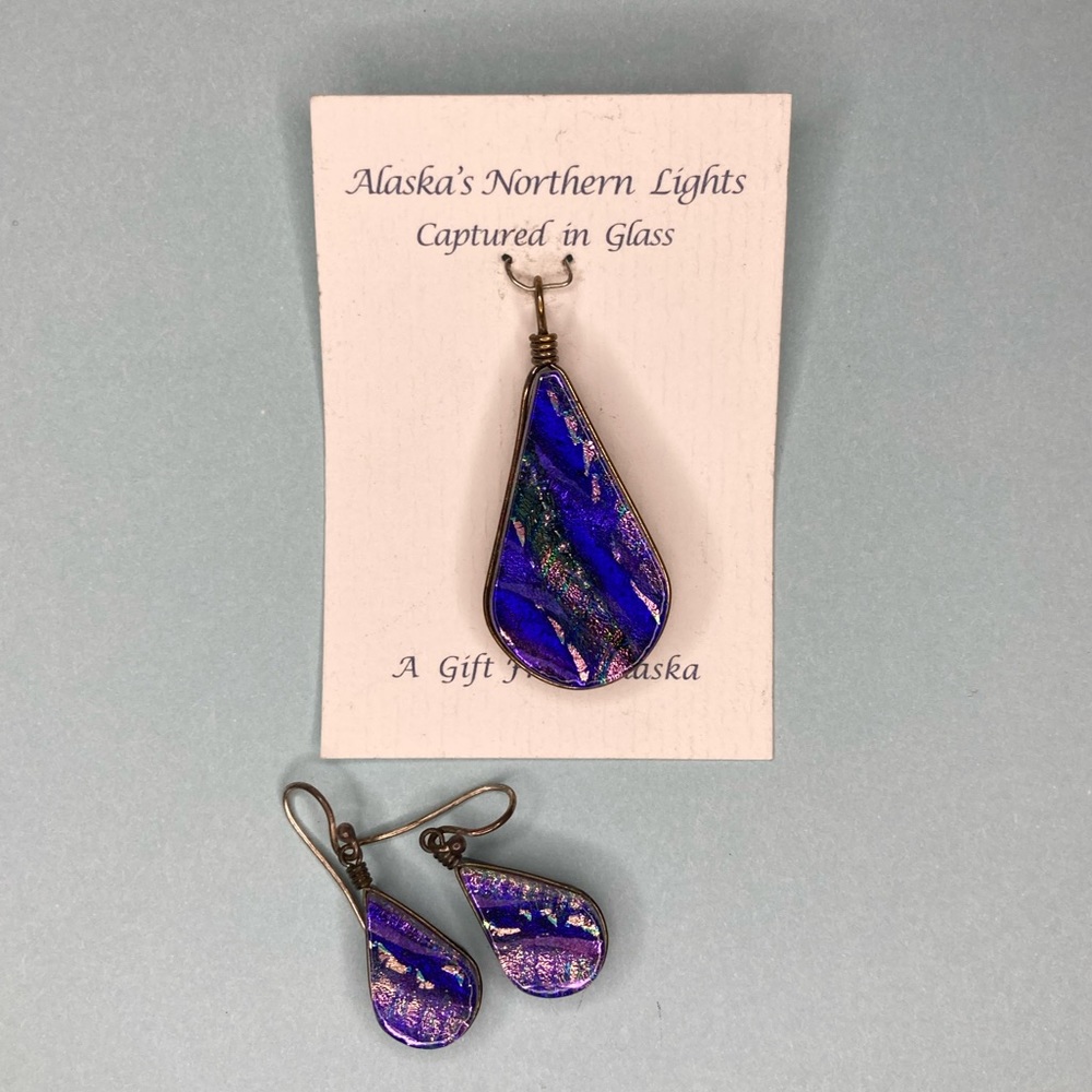 Alaska Northern Lights Pendant and Earrings